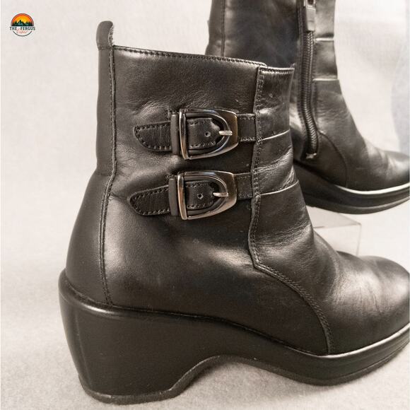 Dansko Bibi Moto Boots Black Leather Block Heel Side Zip Bikercore Women's Sz 36 - Picture 12 of 14